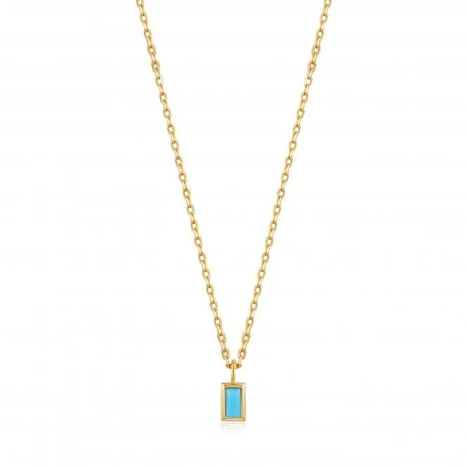 Gold Turquoise Drop Pendant Necklace N033-01G