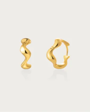 Gold Wave Hoop Earrings