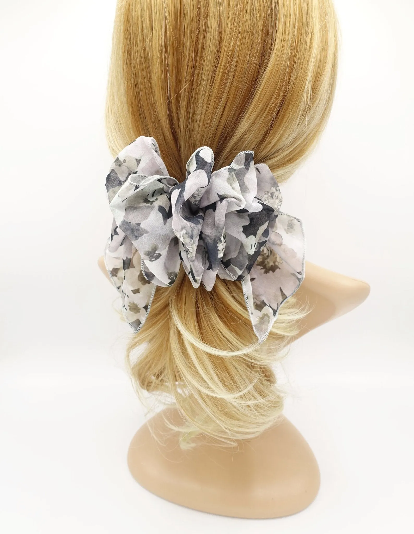 gradation floral print ruffle wave french hair barrette women hair accessory