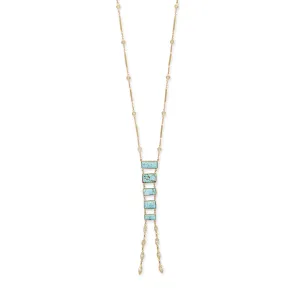 GRADUATED TURQUOISE LADDER   8 MARQUISE DIAMOND SHOWER SMOOTH BAR NECKLACE