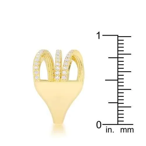 Greta 0.57ct CZ 14k Gold Wide Cocktail Cable Ring