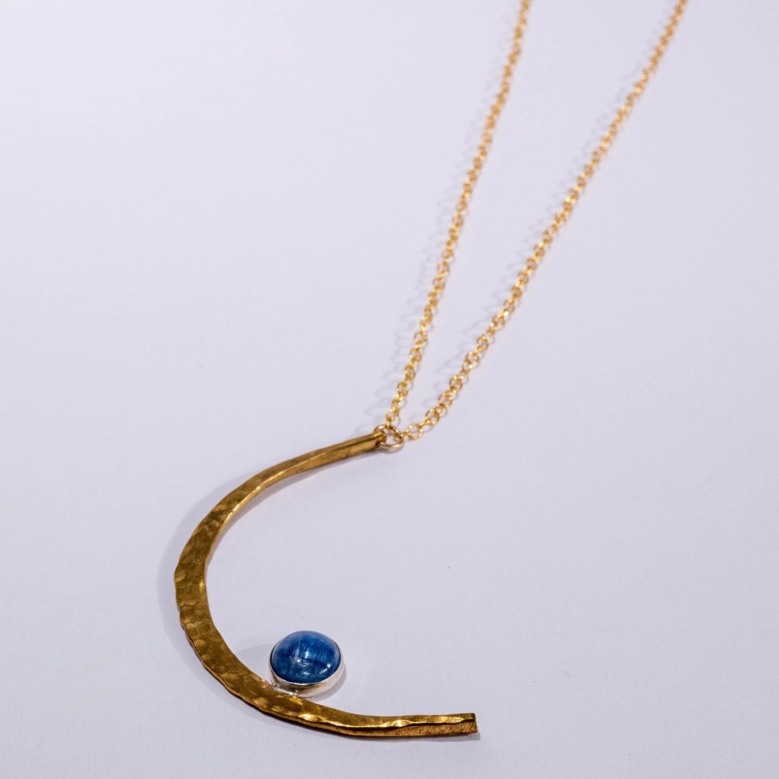 Hammered Moon Celestial Necklace - Choose Your Metal and Gemstone