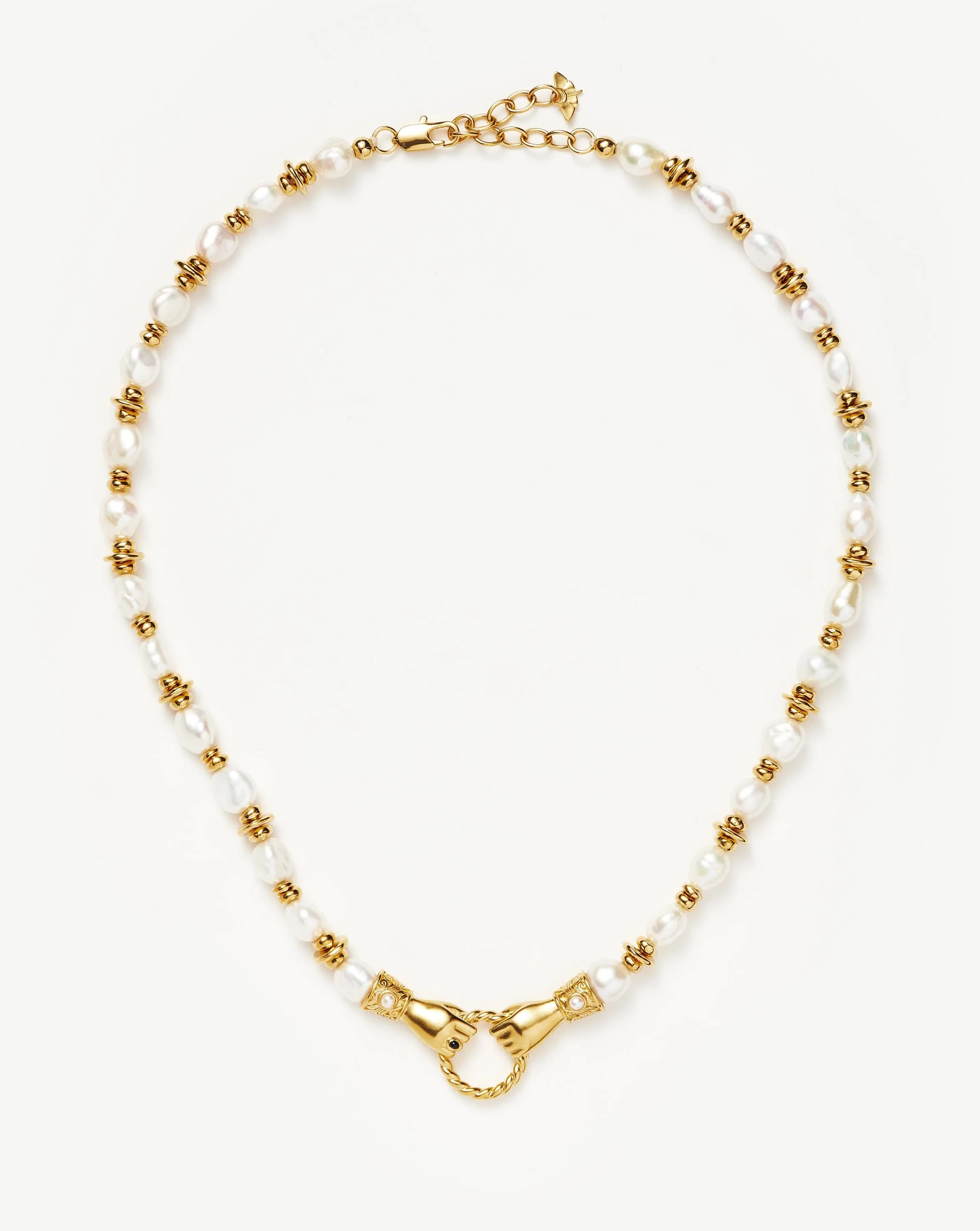 Harris Reed In Good Hands Chunky Beaded Gemstone Necklace | 18k Gold Plated/Pearl