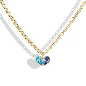 Heirloom Jumbo Sweetheart Necklace Blue Topaz x Tanzanite