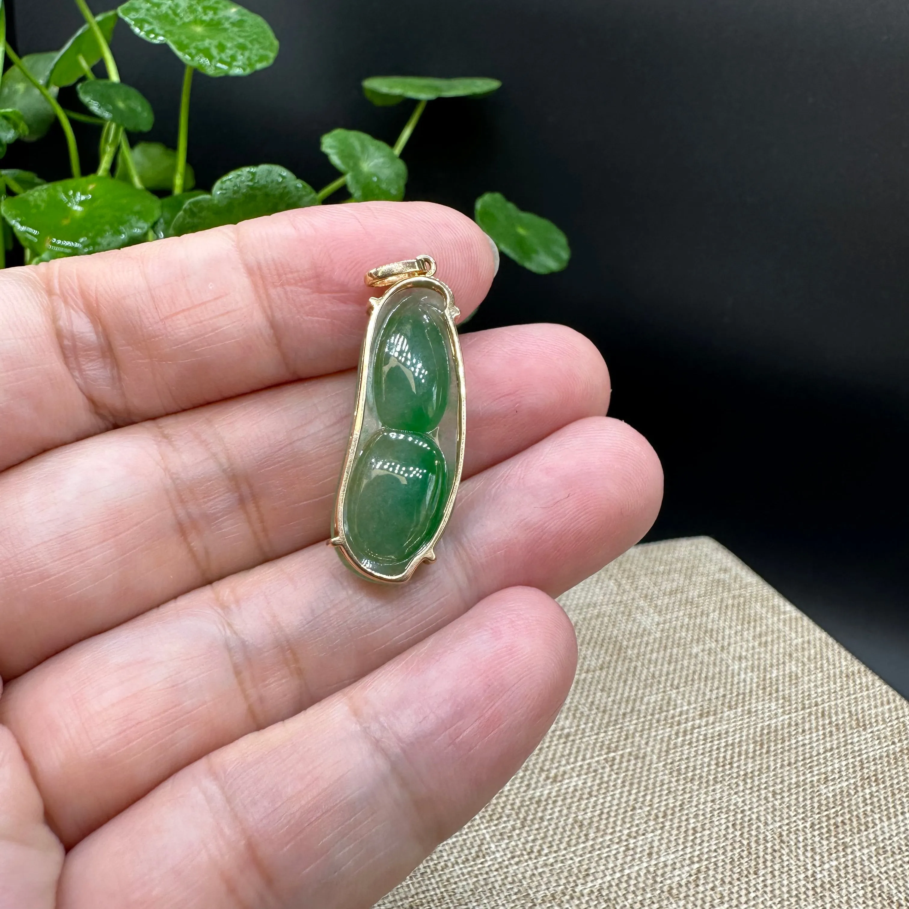 High end Genuine Burmese Ice Green Jadeite Pendant with 18k Yellow Gold Bail