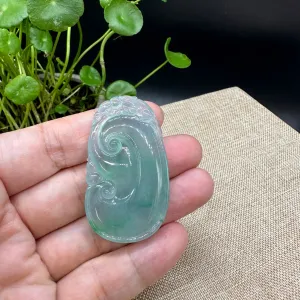 High end RealJade® Co. Genuine Burmese Green Jadeite Jade RuYi Pendant