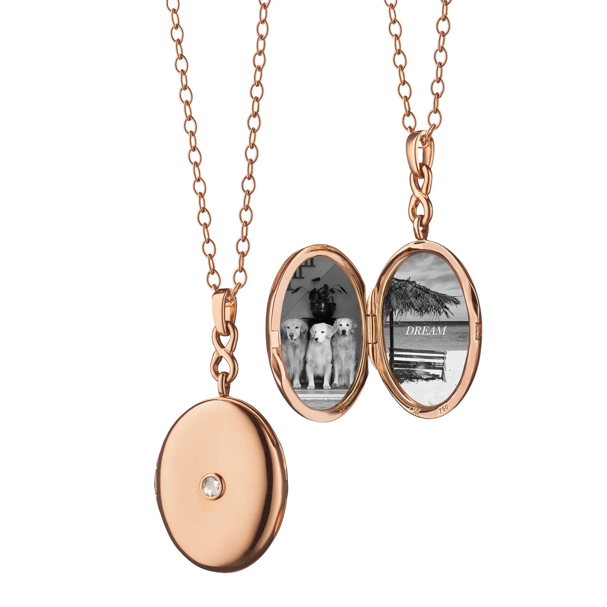 Infinity Diamond & Rose Gold Locket Necklace