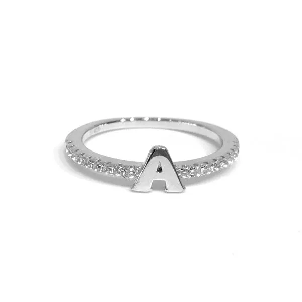 Initial Sparkle SILVER Ring