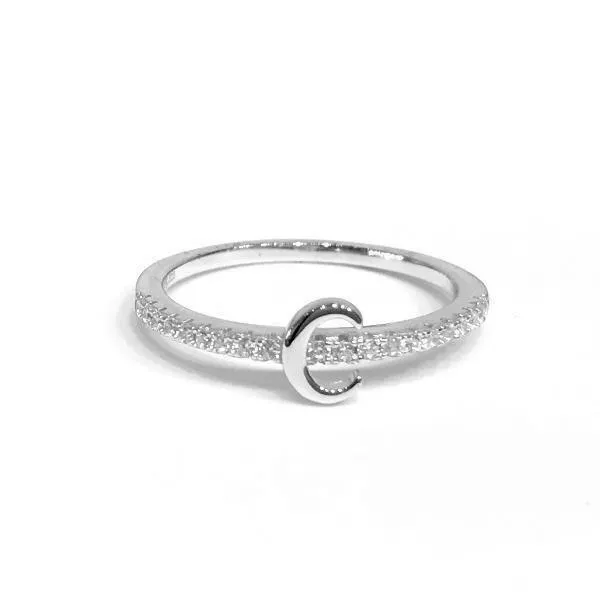 Initial Sparkle SILVER Ring