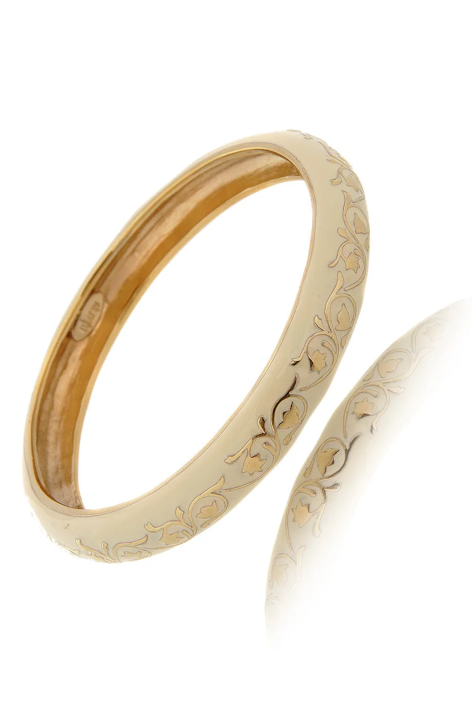 ISHARYA FLORENTINE Cream Enamel Bangle Bracelet