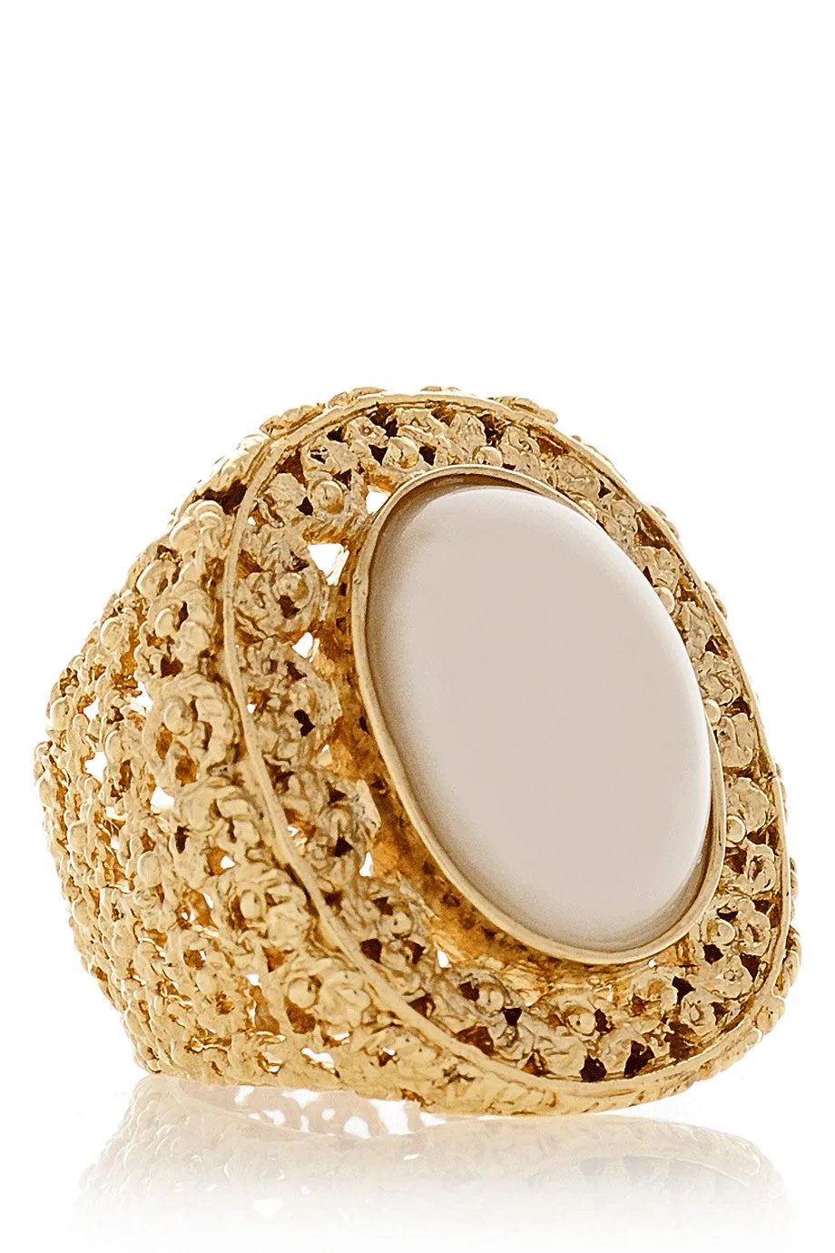 ISHARYA INDIAN FILIGREE Gold Pearl Cocktail Ring