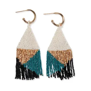 James Mini Hoop Beaded Fringe Earrings