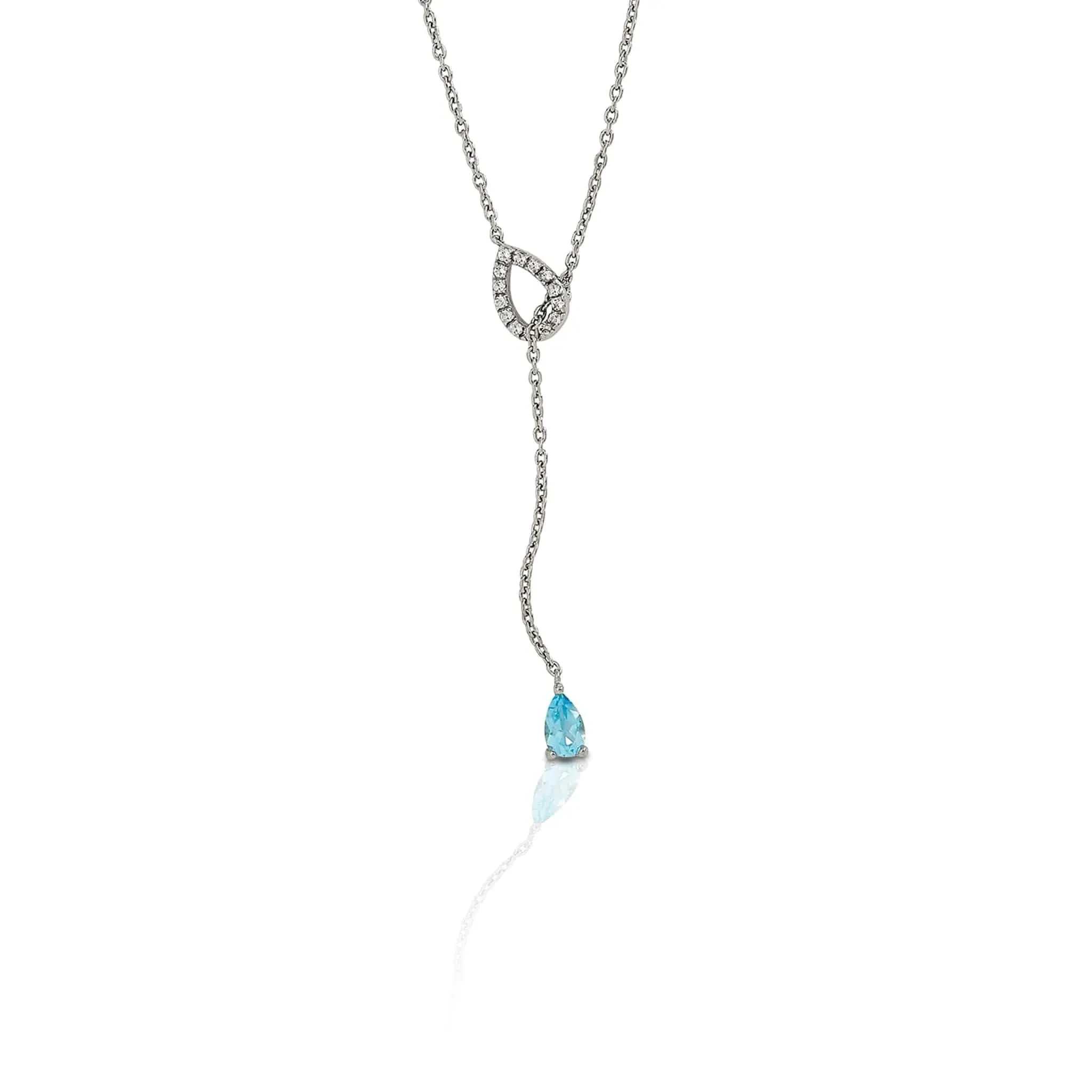 KELLY HERD BLUE TOPAZ FIXED LARIAT NECKLACE - STERLING SILVER