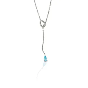 KELLY HERD BLUE TOPAZ FIXED LARIAT NECKLACE - STERLING SILVER