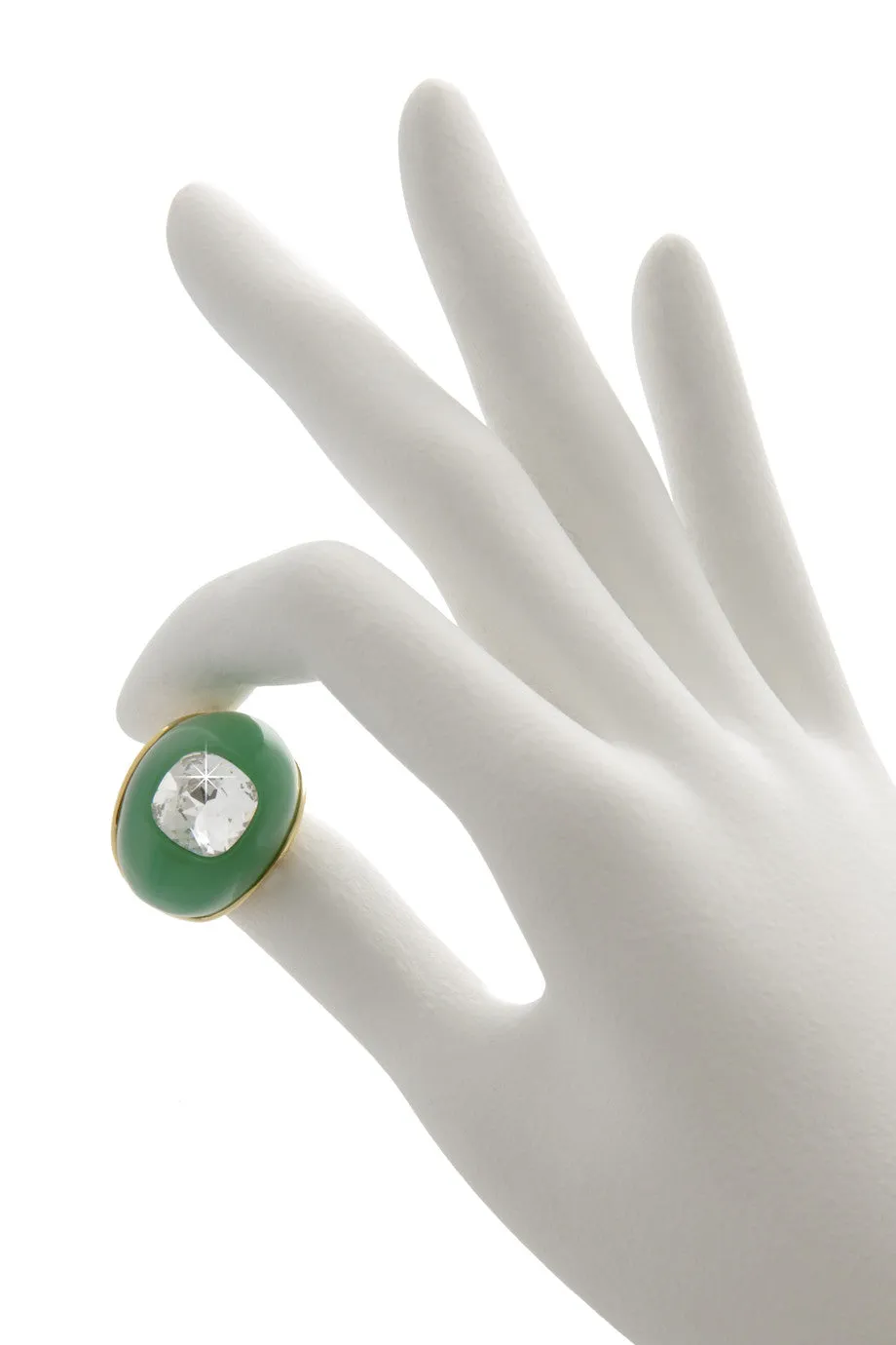 KENNETH JAY LANE Jade Crystal Center Dome Ring