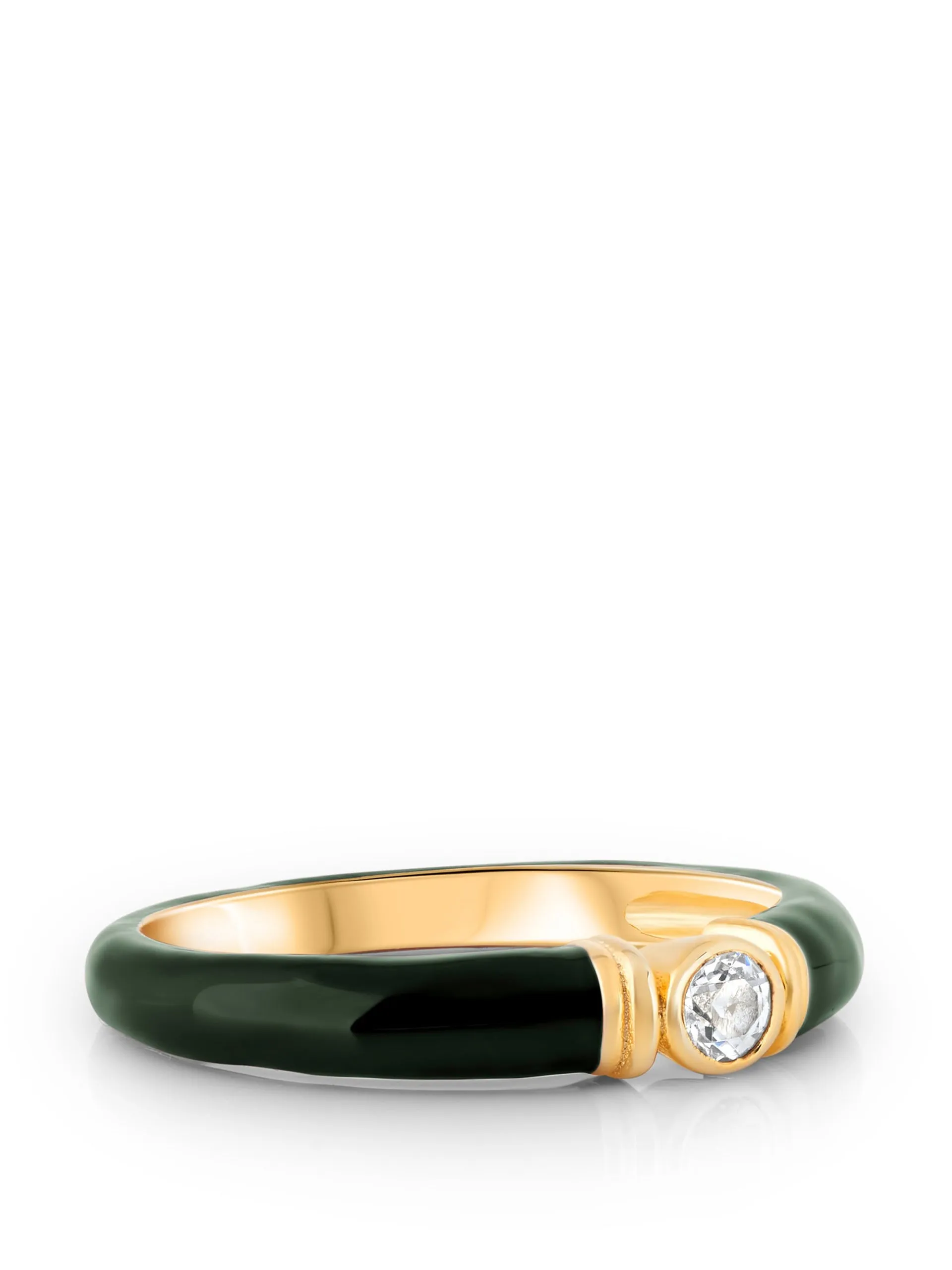 Kiki green enamel ring with white topaz