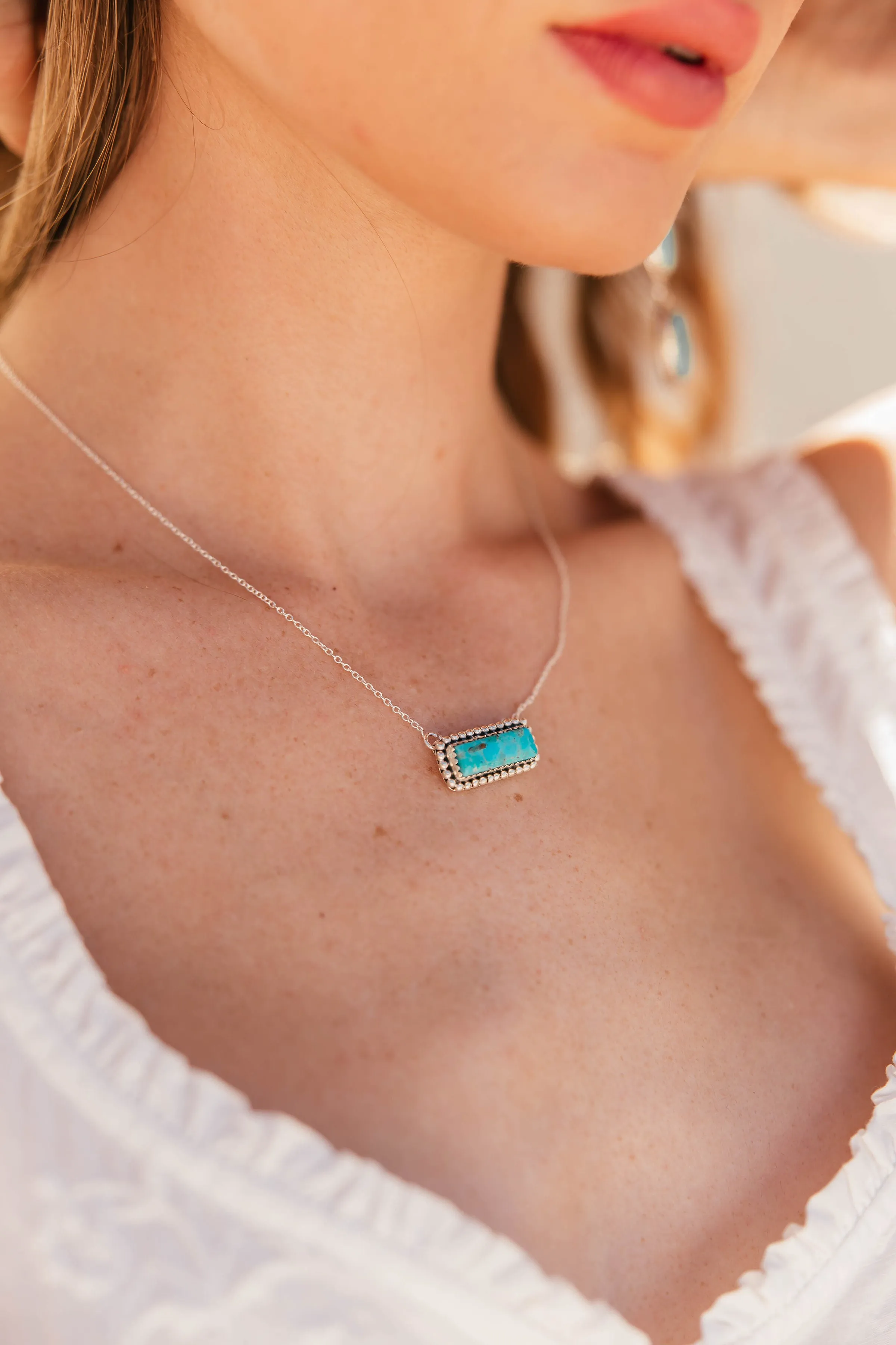 Kingman Turquoise Bar Necklace