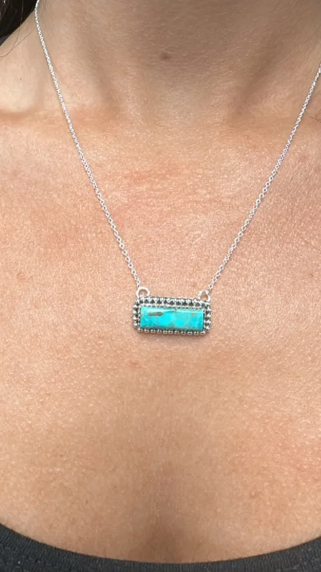 Kingman Turquoise Bar Necklace