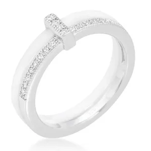 Lafi White Ceramic Cocktail Band Ring | Sterling Silver