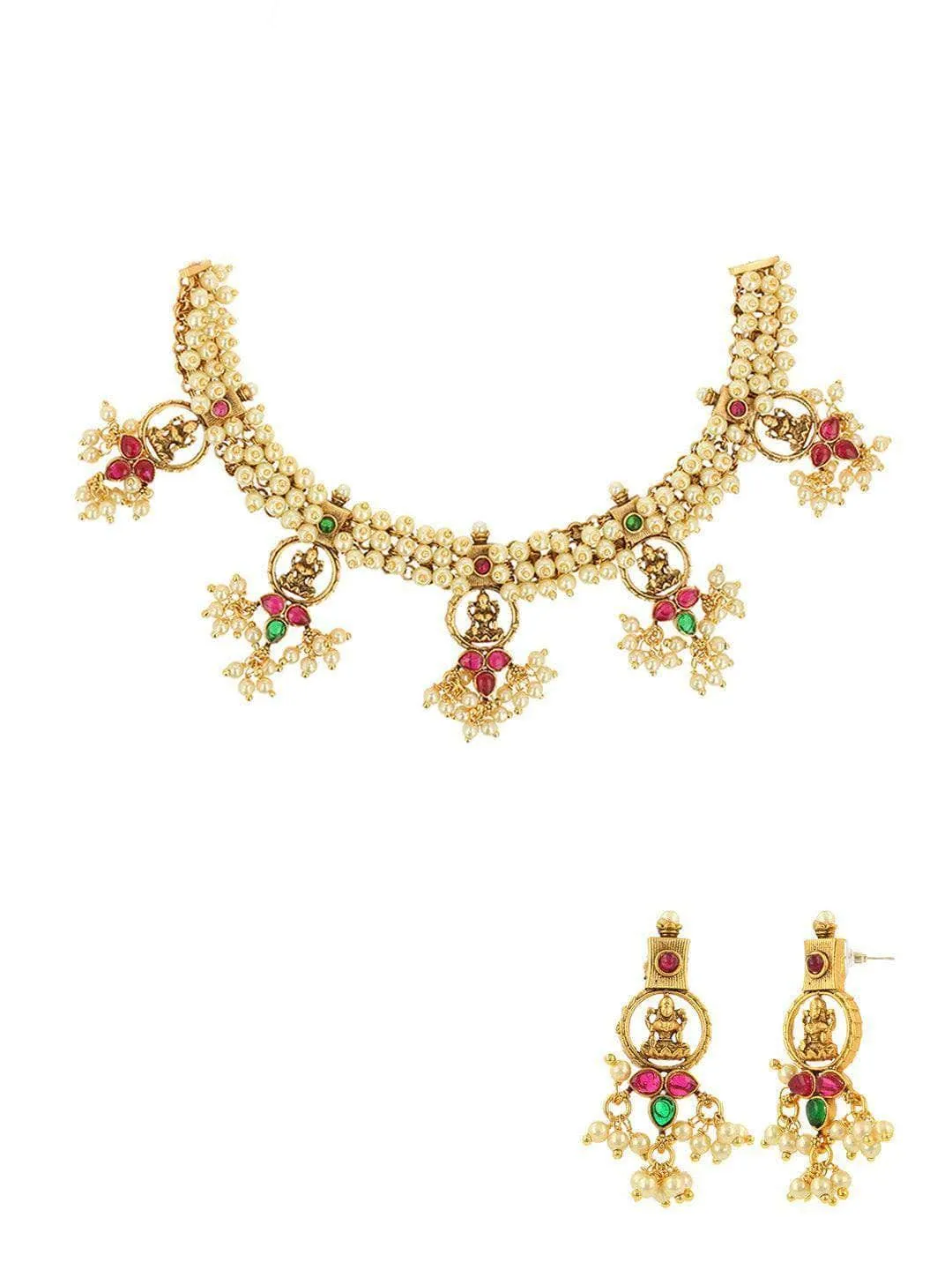 Lakshmi Pearl Necklace Temple Jewellery Set