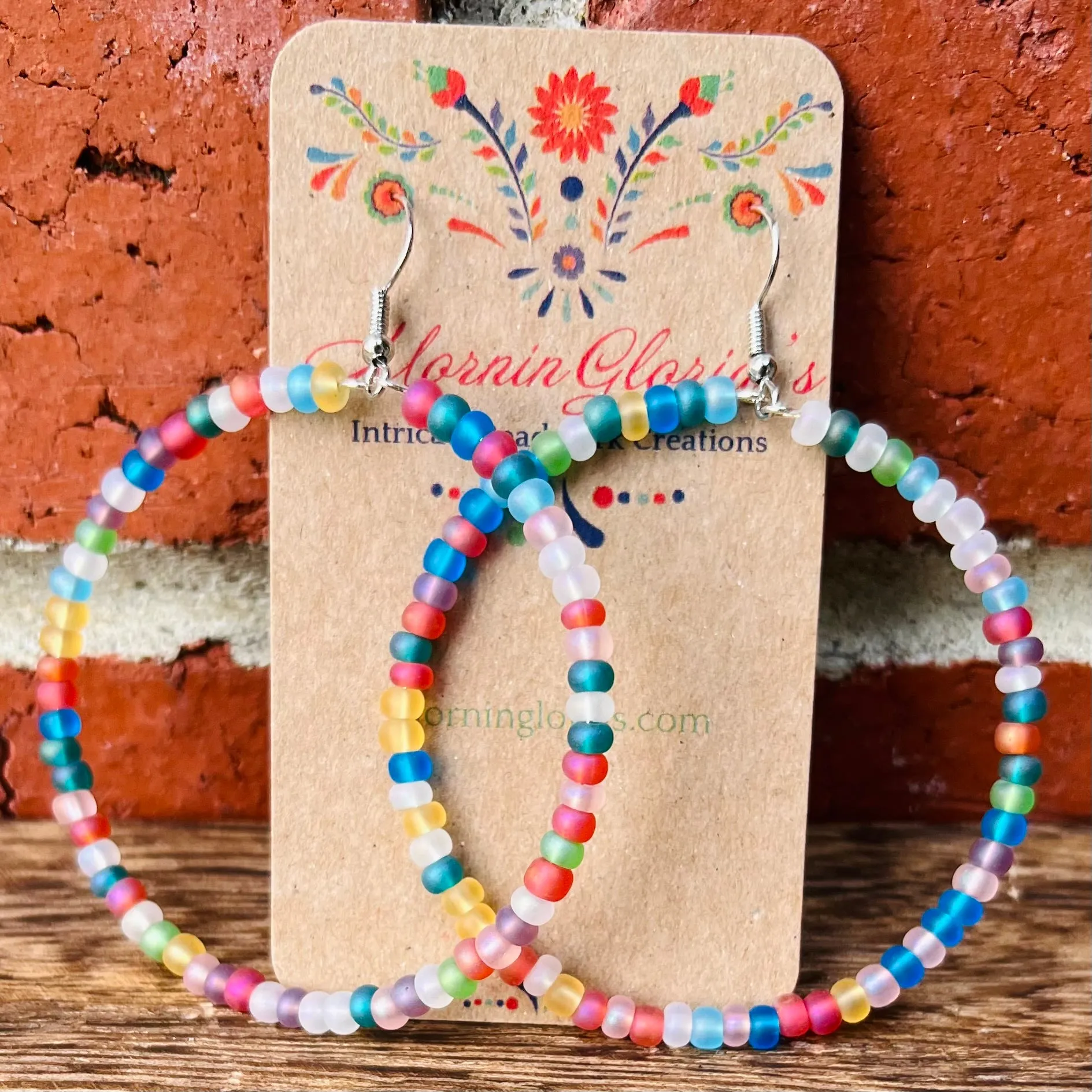 Large Beaded Rainbow Hoops