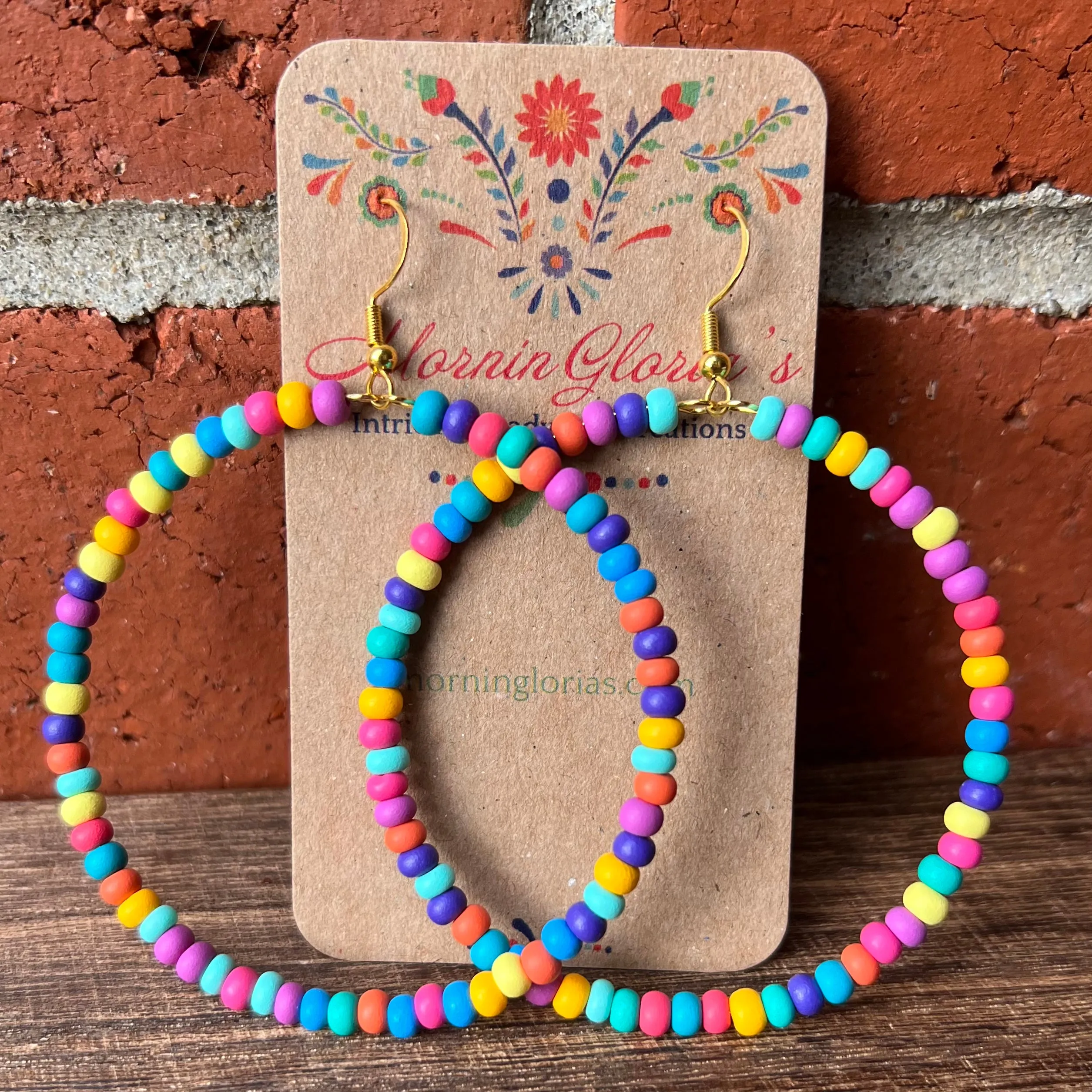 Large Beaded Rainbow Hoops