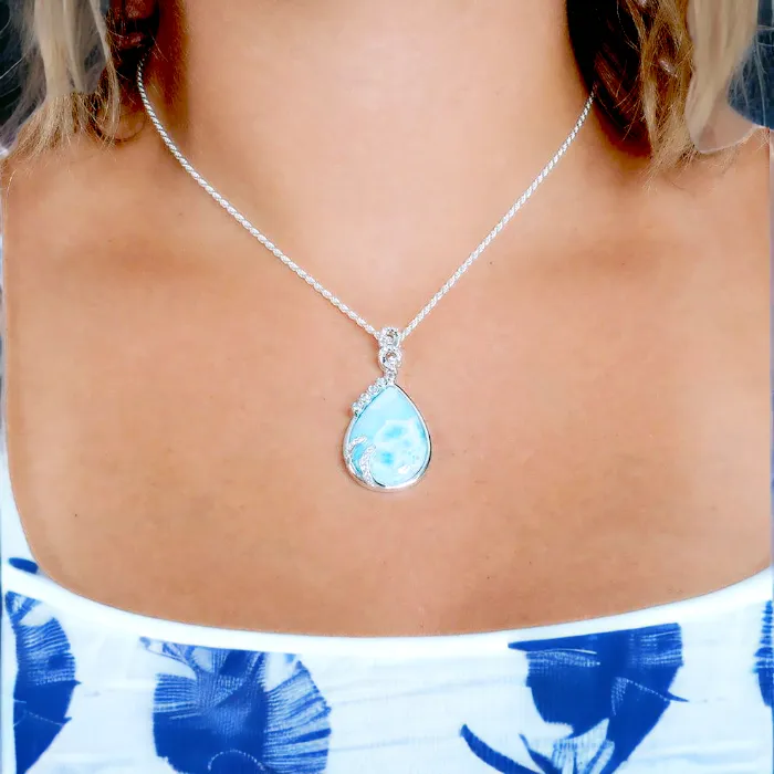 Larimar Tears of Joy with Blue Topaz Pendant by Alamea