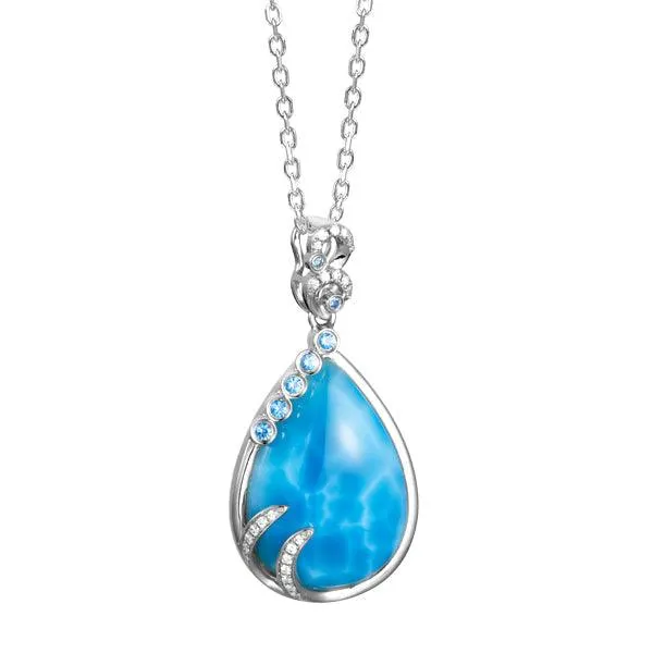 Larimar Tears of Joy with Blue Topaz Pendant by Alamea