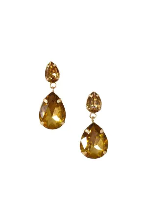 Last True Angel Two Tone Claw Set Teardrop Gem Earring In Yellow Amber