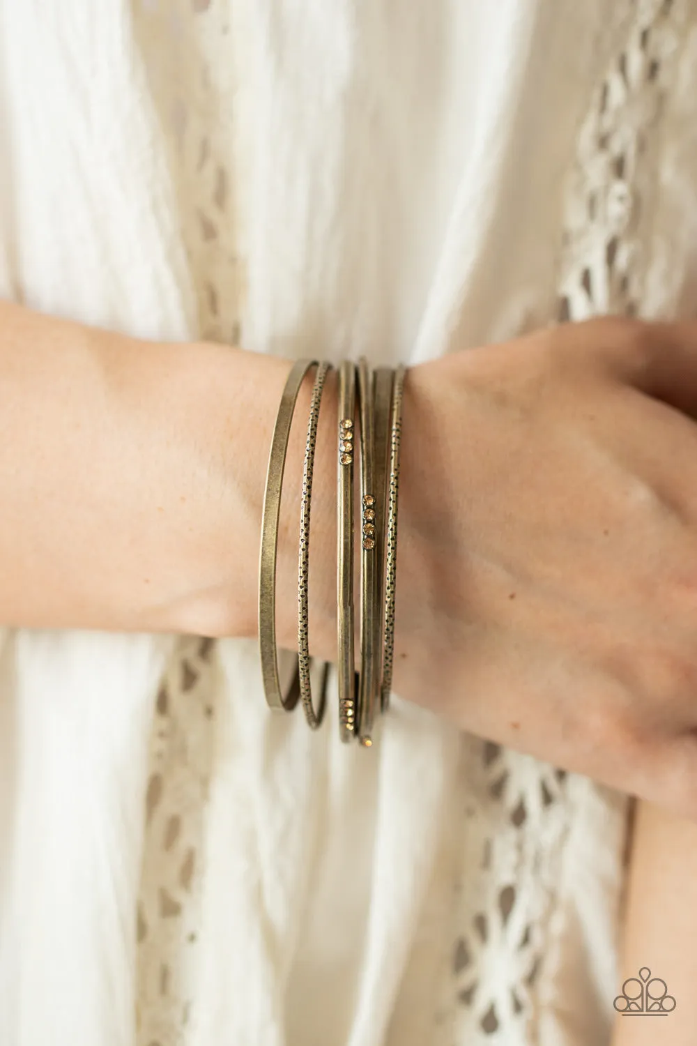 Lock, STACK, and Barrel - Brass Bracelet - Paparazzi Accessories