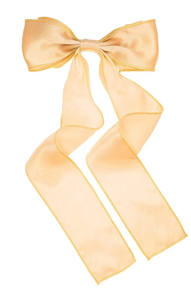 Long Tail Bow Barrette - Silk Charmeuse