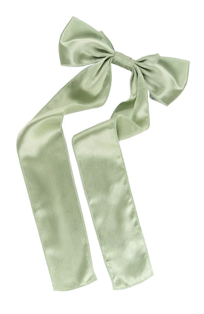 Long Tail Bow Barrette - Silk Charmeuse