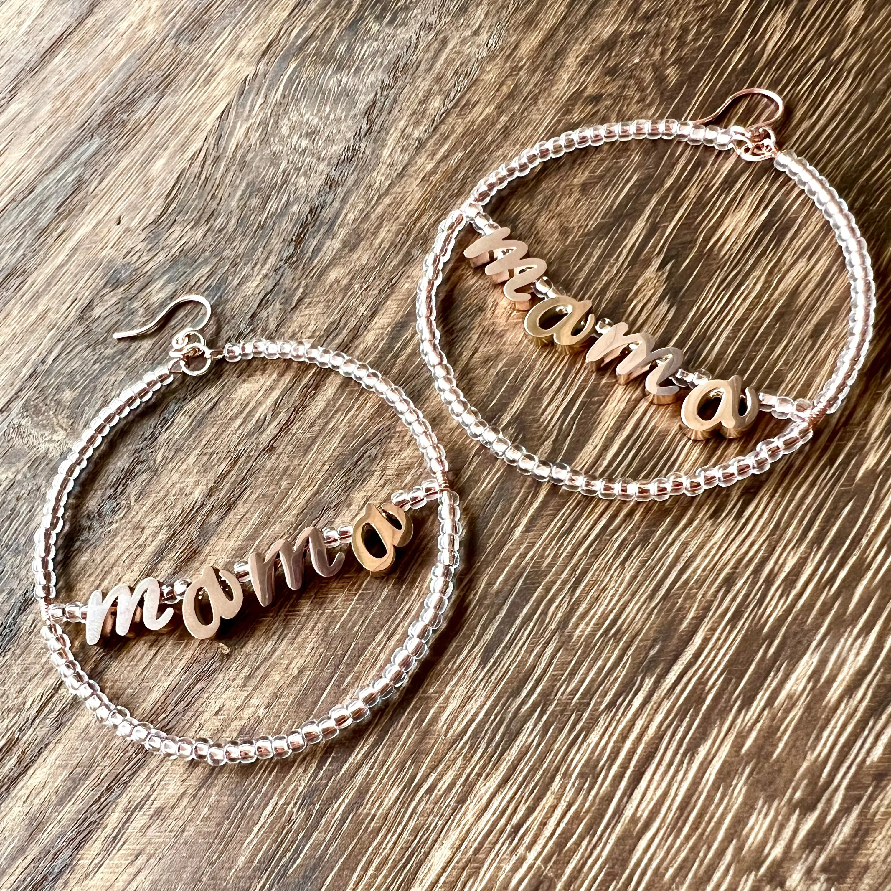 Mama Beaded Hoop Earrings