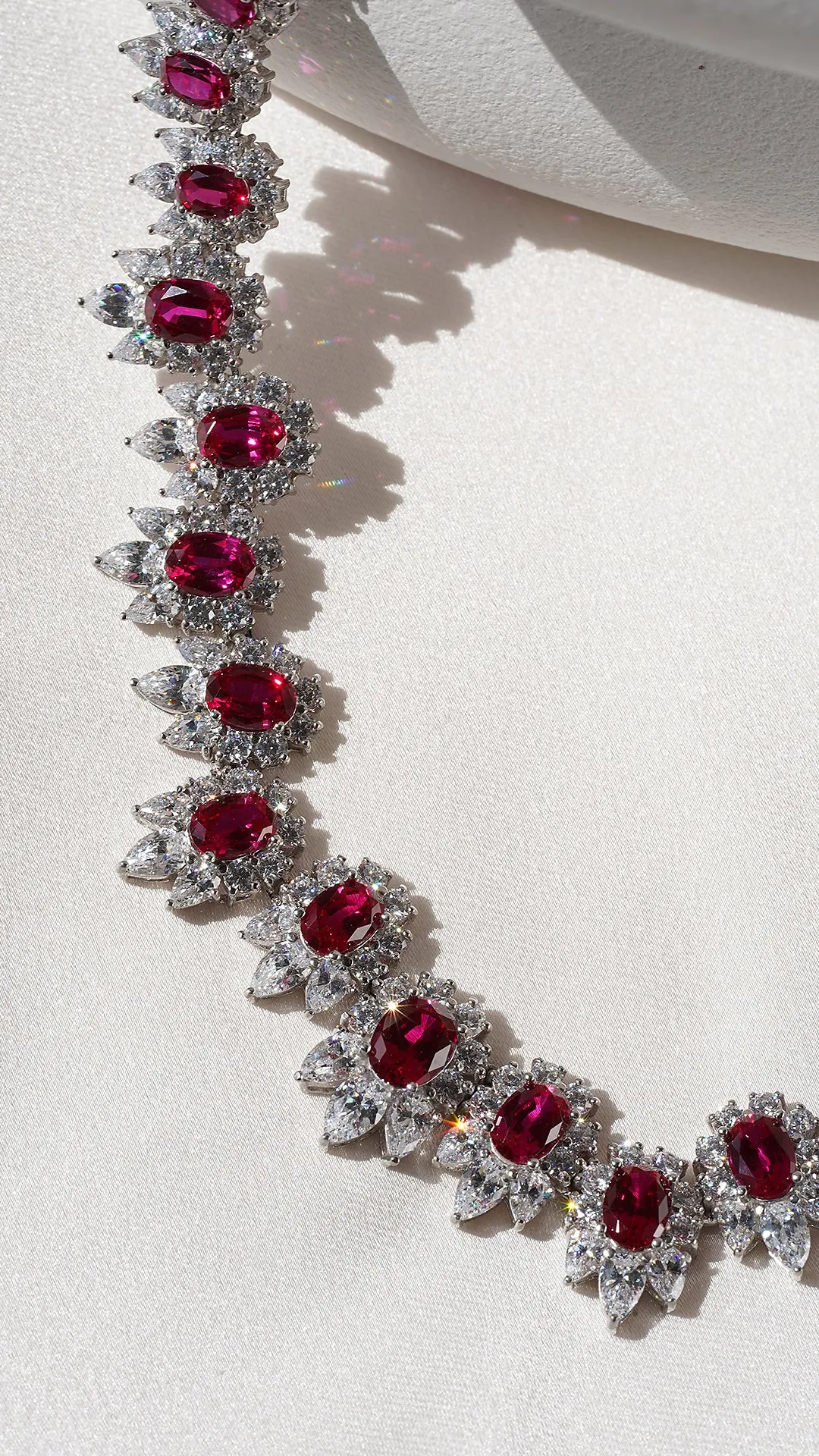 Marina Ruby Necklace White Gold Plated