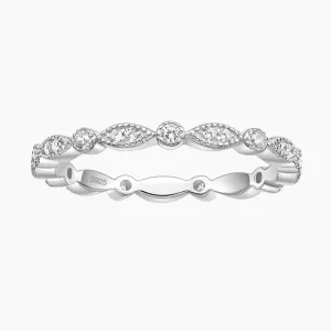 Marquise Round Milgrain Stackable Ring