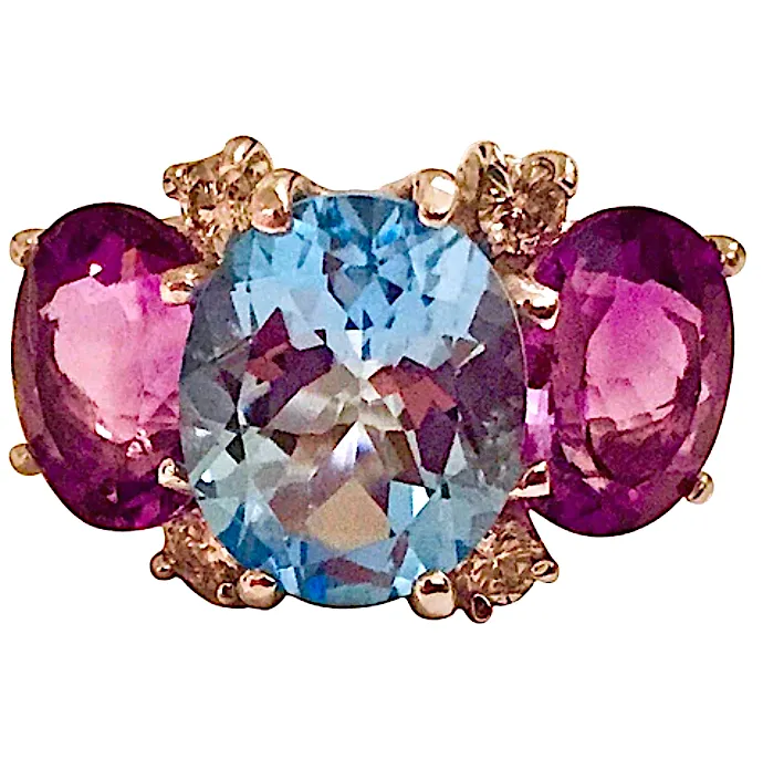 Medium GUM DROP™ Ring with Kunzite and Rock Crystal and Diamonds