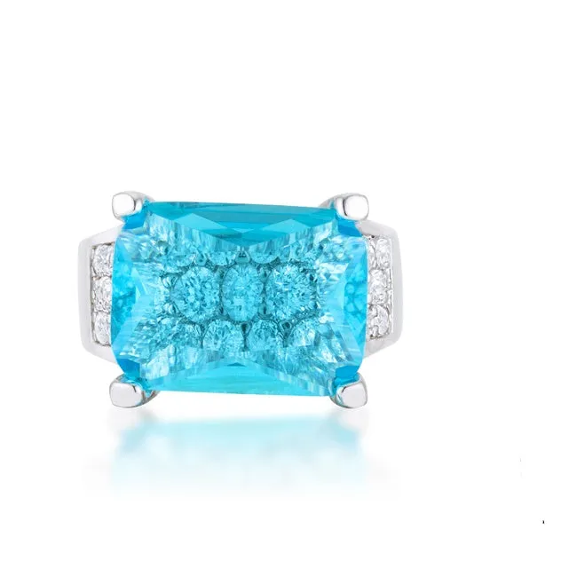 Mina Aqua Blue Cluster Statement Cocktail Ring | 15.5ct