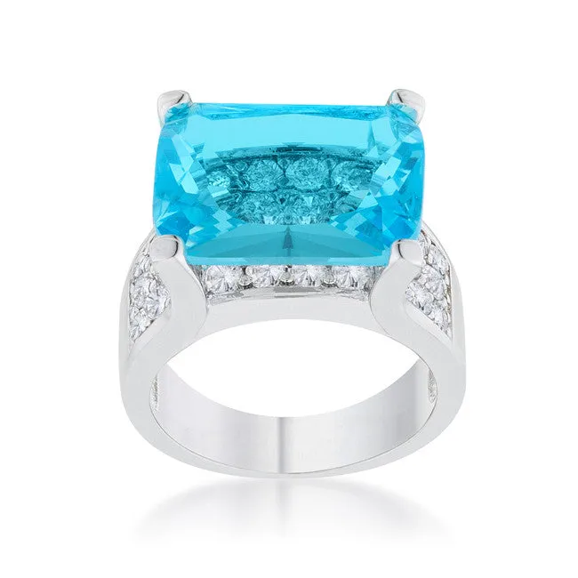 Mina Aqua Blue Cluster Statement Cocktail Ring | 15.5ct