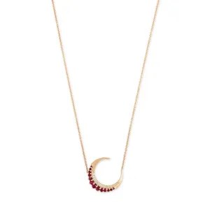 MINI RUBY CRESCENT MOON NECKLACE