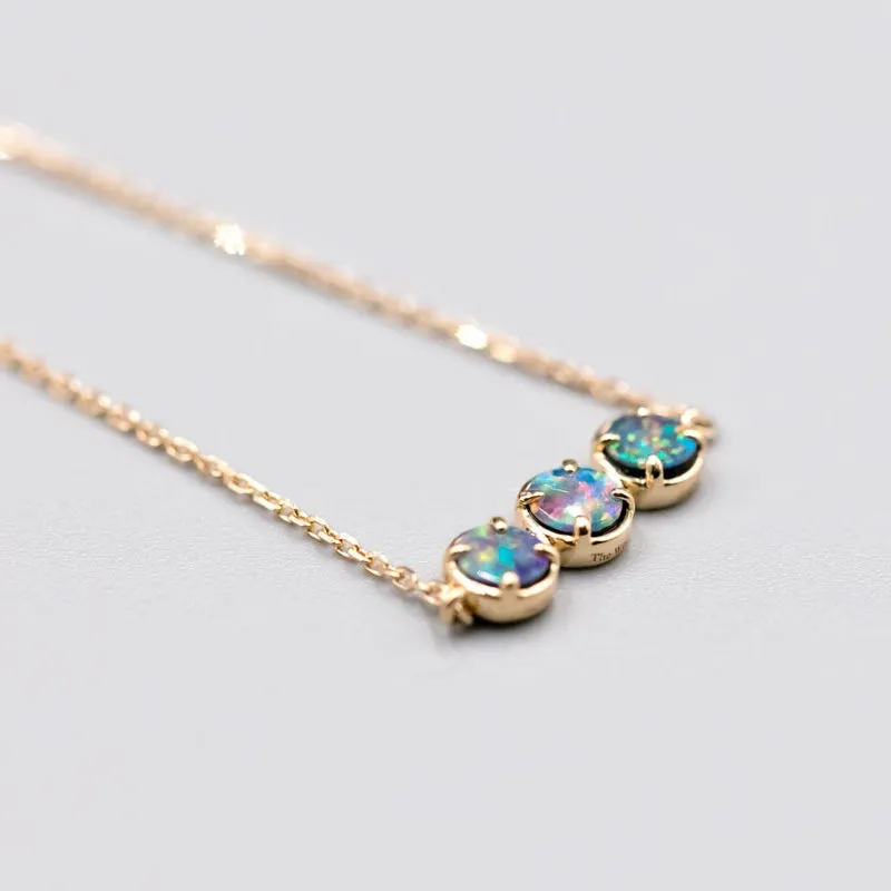 Minimalist Doublet Opal Charm Bracelet 18K Yellow Gold