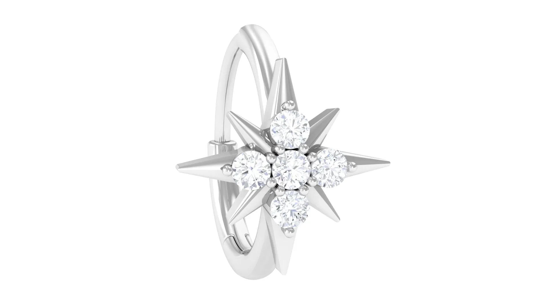 Moissanite Starburst Cartilage Hoop Earring