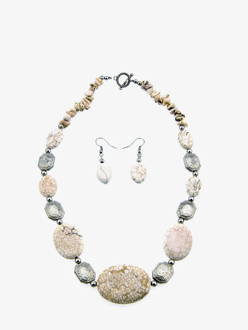 Montana West White Beads Short Necklace Set