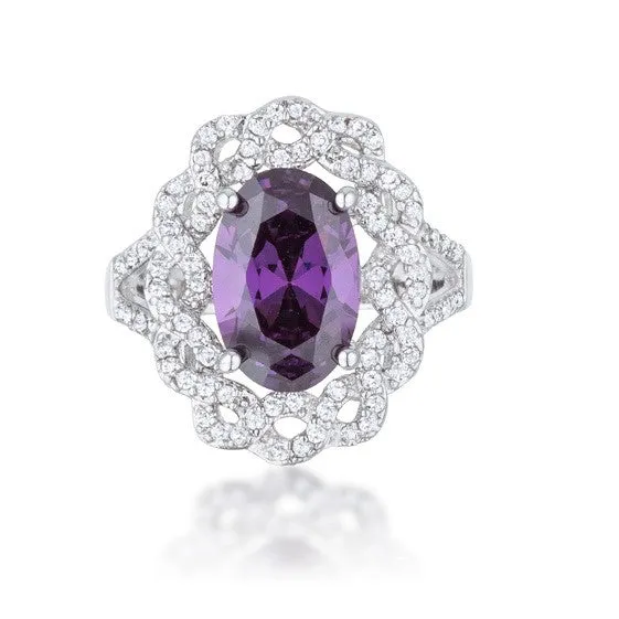 Nagel 6ct Amethyst Oval CZ Vintage Cocktail Ring | 8ct