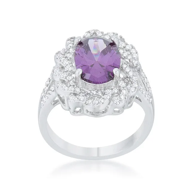 Nagel 6ct Amethyst Oval CZ Vintage Cocktail Ring | 8ct