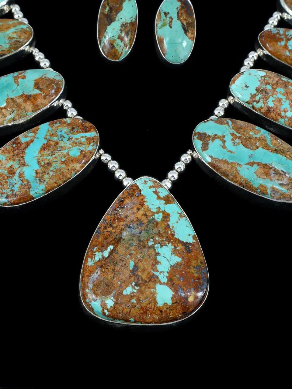 Native American Jewelry Boulder Turquoise Necklace Set