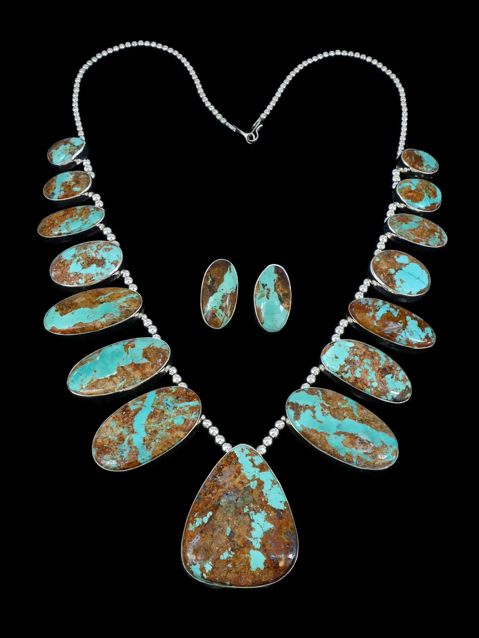 Native American Jewelry Boulder Turquoise Necklace Set