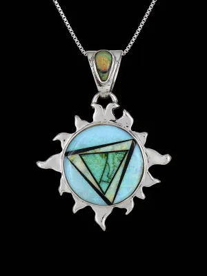 Native American Opalite Sun Inlay Pendant