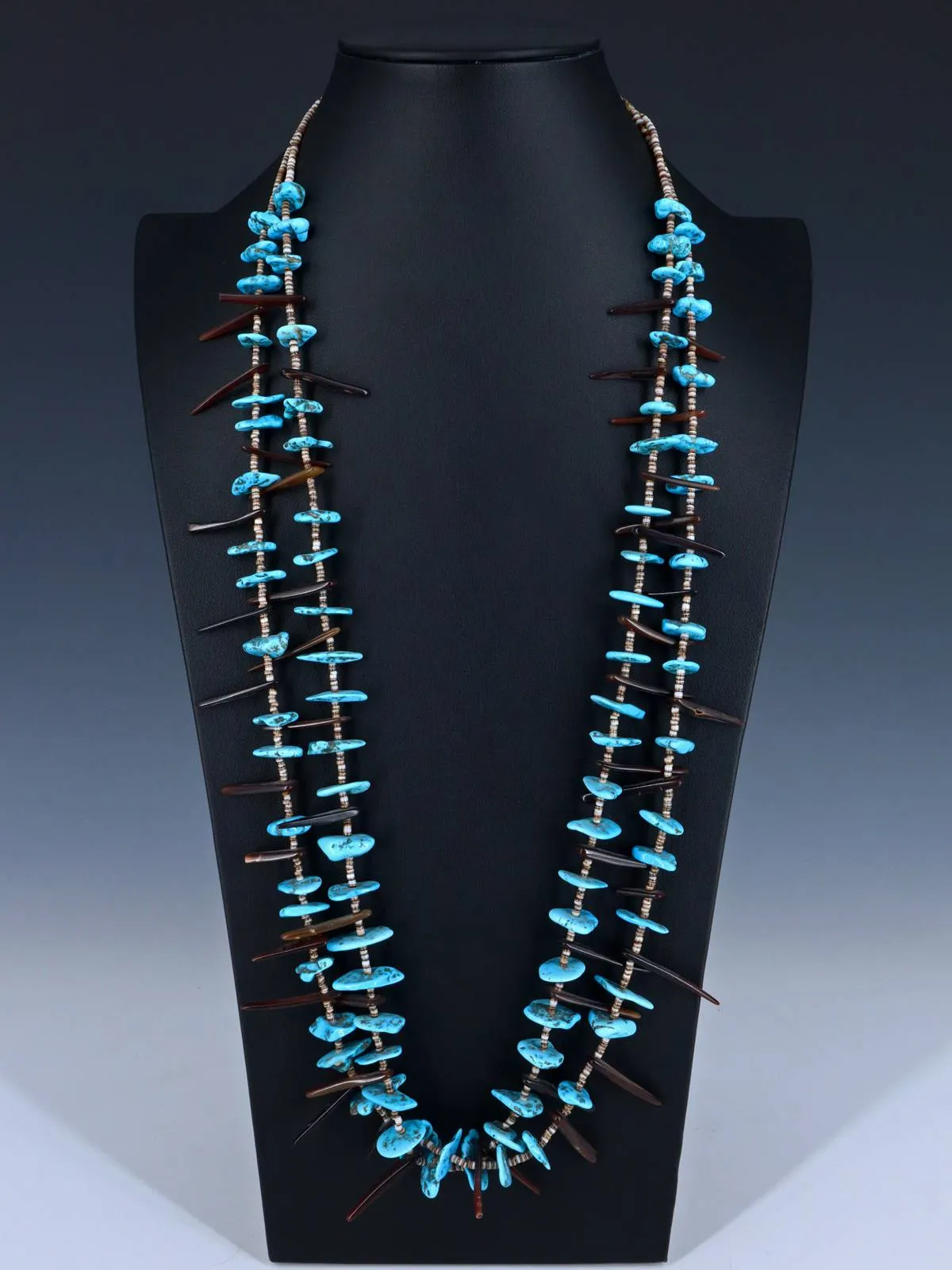 Native American Penn Shell and Turquoise Double Strand Necklace