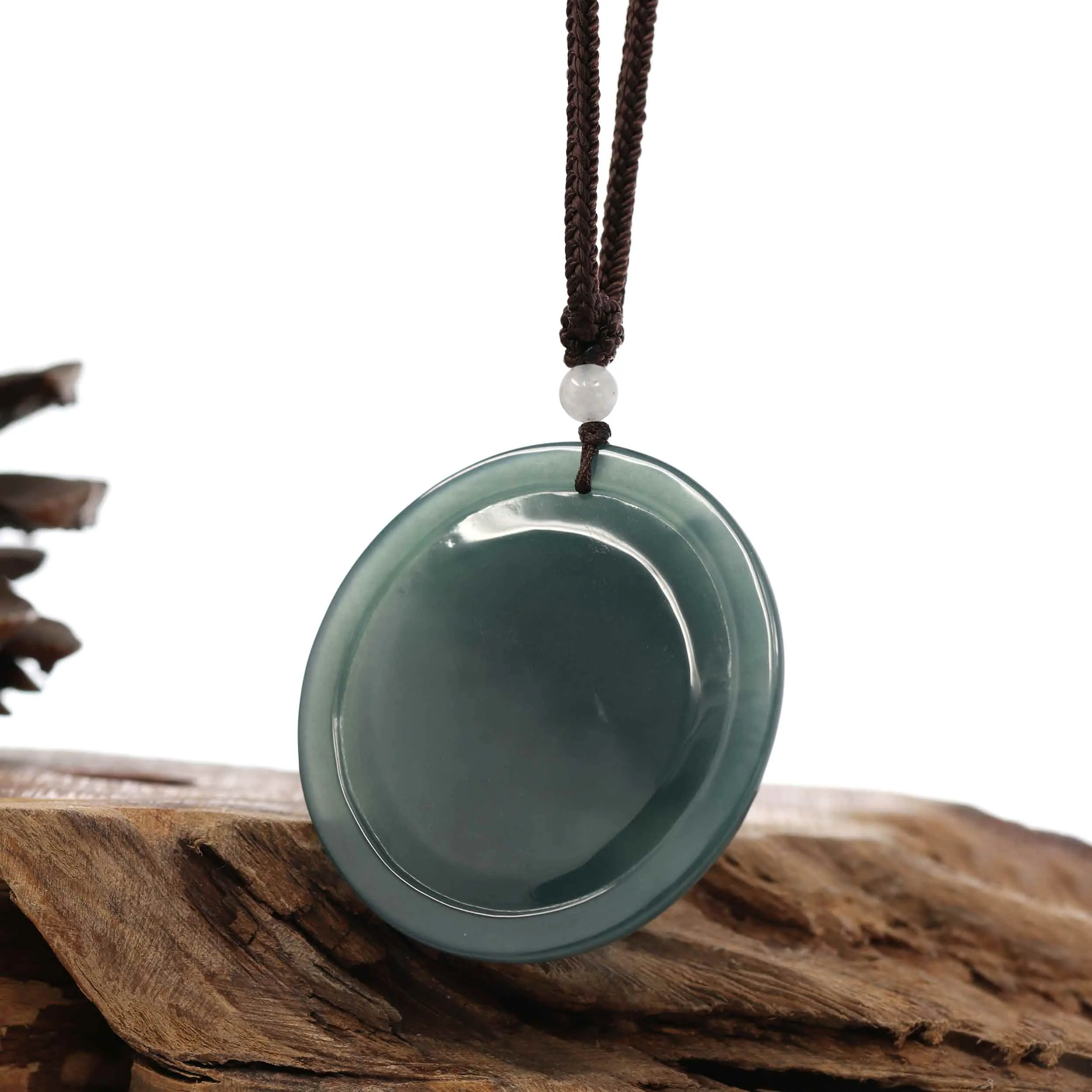 Natural Deep Blue Green Jadeite Jade "Roaring Tiger" Pendant Necklace For Men, Collectibles.