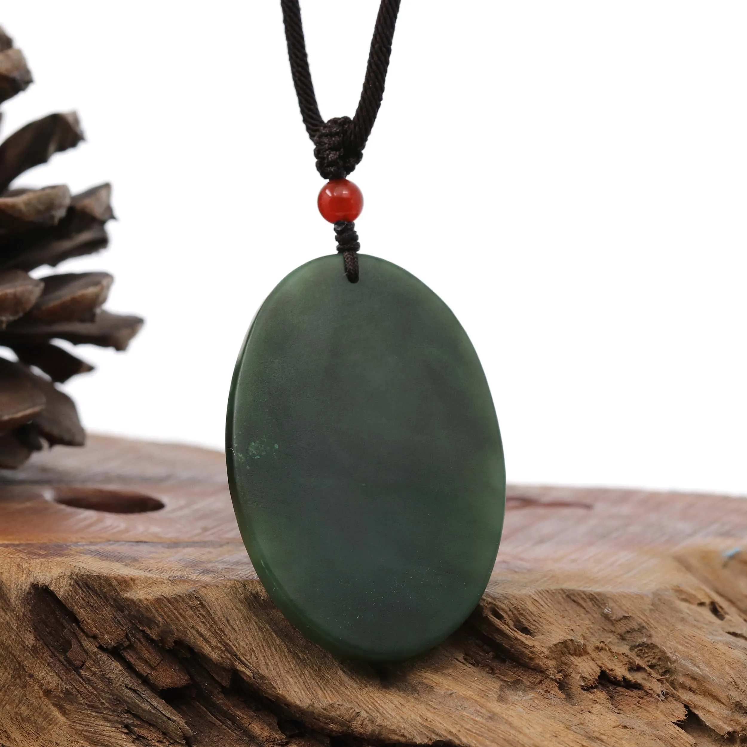 Natural Jade 12 Zodiac: Nephrite Jade Dog Pendant Necklace in Deep Green